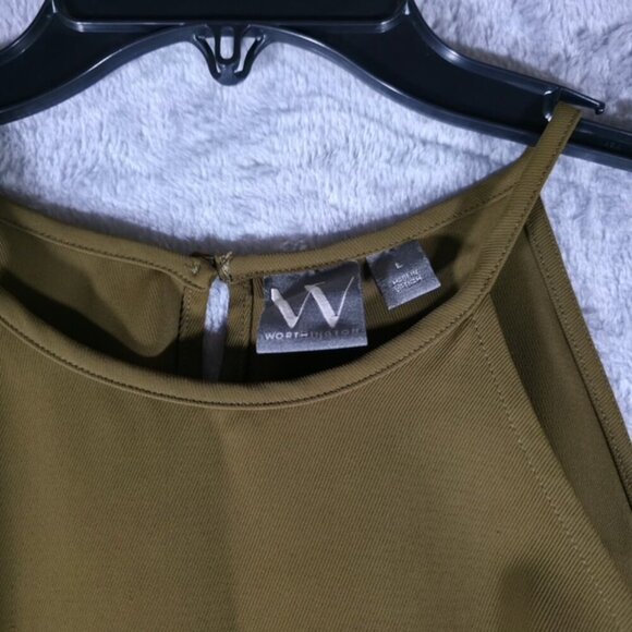 Worthington Halter Neck Side Zip Sleeveless Top Olive Green Size L - Picture 2 of 3